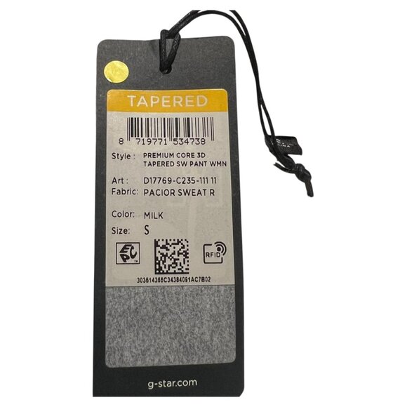 G-Star RAW Women White Premium Core 3D Tapered Sweat pant Mid waist Size S NWT - Picture 16 of 16